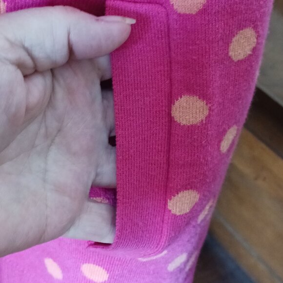 Isaac Mizrahi Pink & Orange Polka-Dot Jacquard Long-Sleeve Cardigan Sweater - Picture 5 of 6